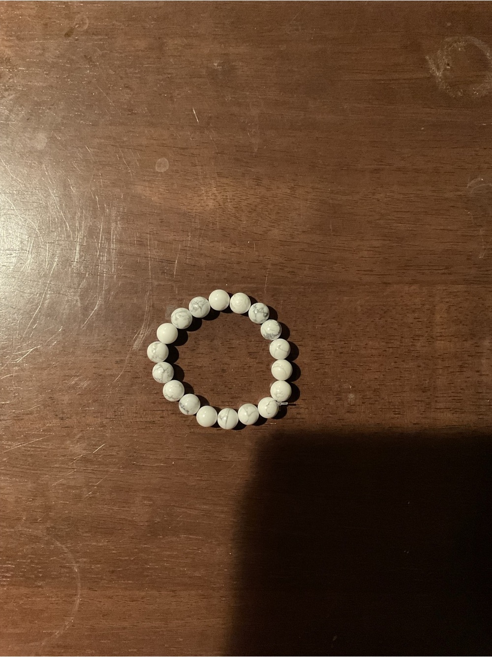White Howlite Beaded Stretch Bracelet - Women Jewelry